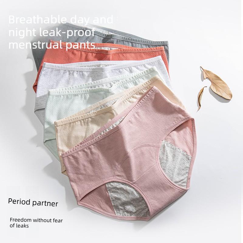Female Spring and Autumn Pure Cotton Menstrual Period Prevention Side Leakage Breathable Waist Triangle Briefs