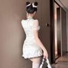 LIKENNY Cheongsam Cosplay Sexy Maid Chinese Cute Lolita Dress with Open Perfect for School and Cultural Festivals 2-Piece Set, Outfit, Style, Chest,