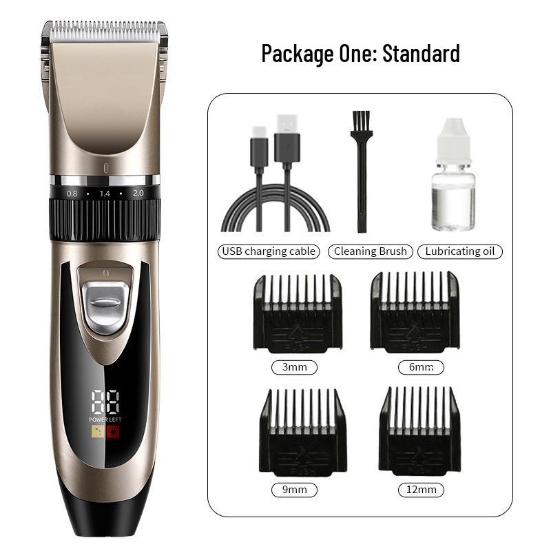 Rechargeable Professional LCD Hair Clipper Set with Digital Display for Salon and Bald Head Shaving