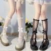 Bow Lace Hollow Out Cute Lolita Jk Sexy Fishnet Knee-High Stockings For Women