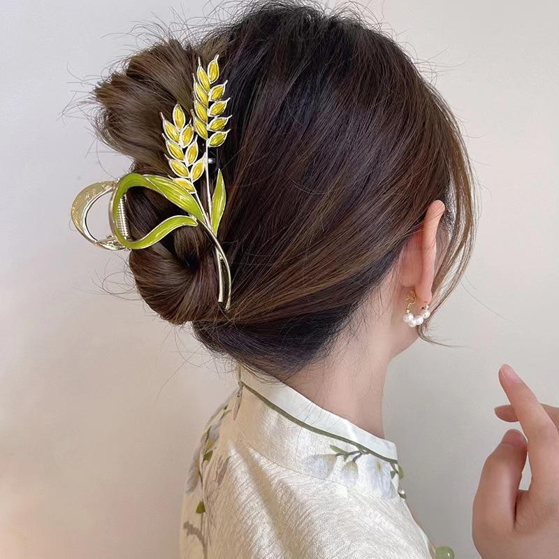 Chinese style colorful butterfly grab clip female summer head large shark clip Guochao antique design fairy hairpin