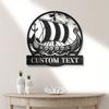 Unique Custom Viking Ship Metal Wall Art Nordic Nameplate Round Decor