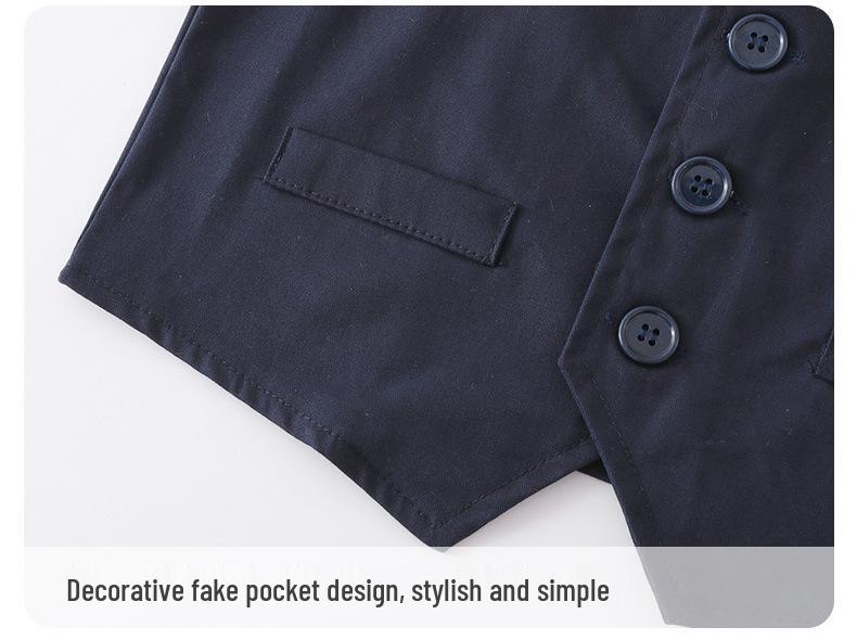 Chlapecký jarní a podzimní formální vestový oblek – Třídílný outfit pro malého gentlemana