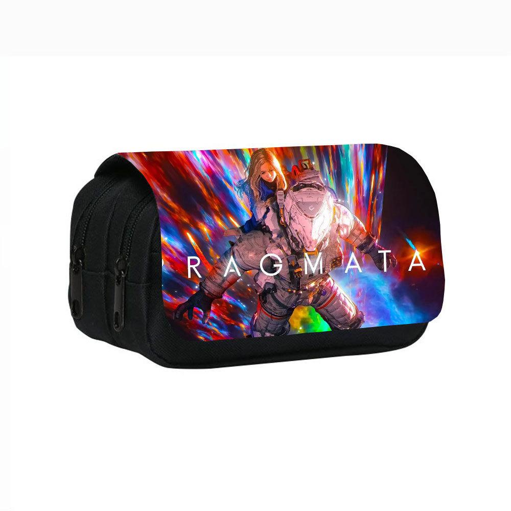 Pragmata Ink Print Double Layer Pencil Case With Nylon Material For Students Style A