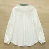 Women's Double-Layer Cotton Long-Sleeve Shirt, Autumn 2025 Retro Embroidered Collar, Soft and Breathable Pure Cotton.
