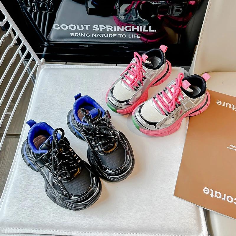 2024 Children Fashion Sneakers for Girls Boy Autumn New Korean Style Soft Thick Sole Anti-slippery Versatile Casual Sports Shoes