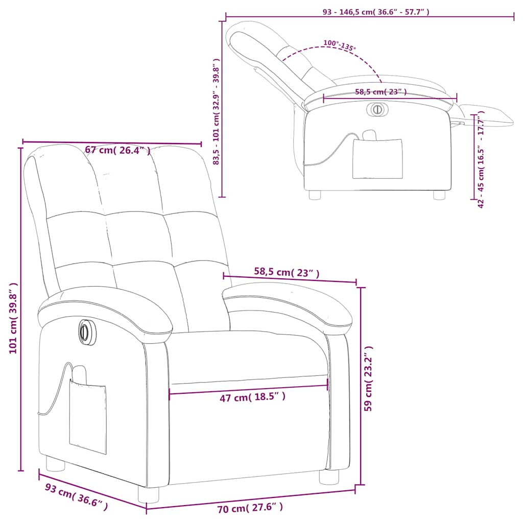 Electric Massage Chair Burgundy Fabric