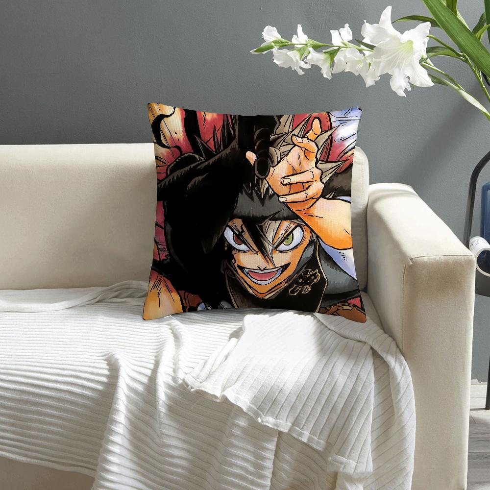 Cartoon Black C-Clover Pillow Case Sofa Decorative Home Double-sided Print Plush Square Throw Pillow Covers Cushion Decor Cover