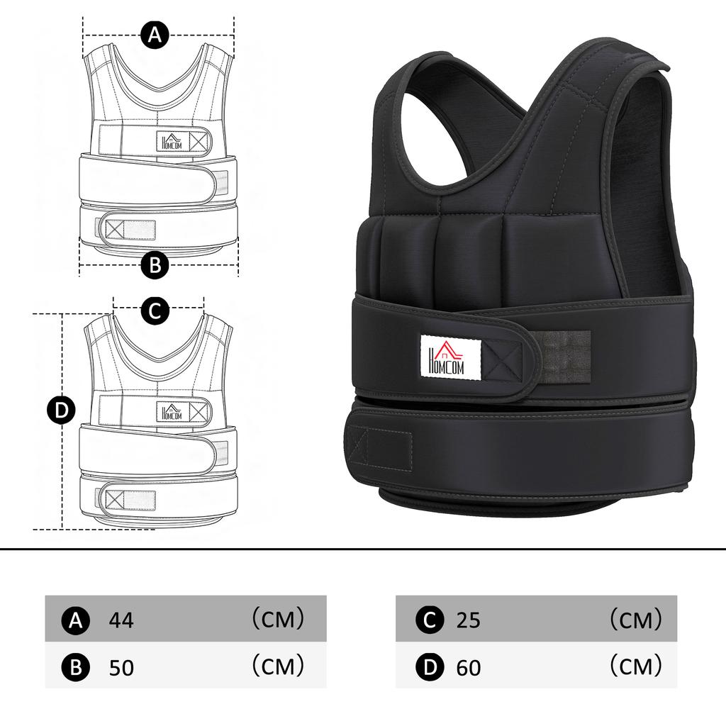 20KG Adjustable Weight Vest, Black
