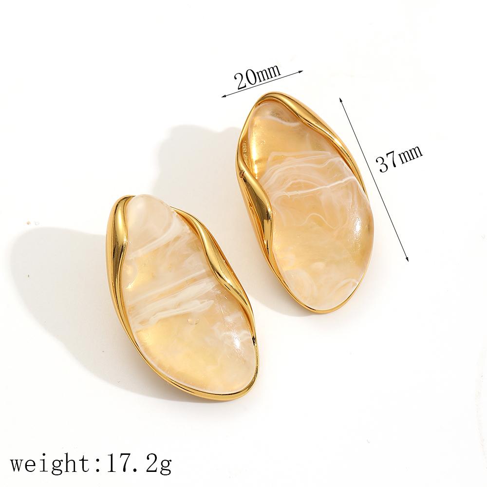 Resin Geometric Shape Earrings Stainless Steel  Ear Studs for Women Accessories