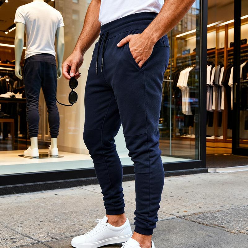 Frühling und Herbst Herren Neue Lässige Slim Fit Sportliche Elastische Reißverschluss Funktion GYM Jogginghose