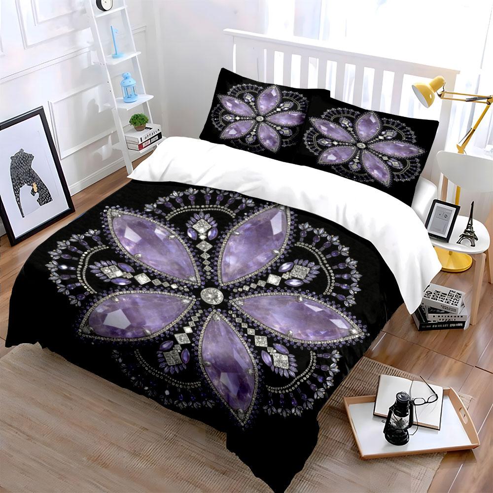 Elegant Purple Jewelry Set—Wedding Or Party Soft Comfortable Duvet Cover Bedding Set Included 1*Duvet Cover & 2*Pillowcases