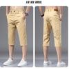 Summer Mens Cotton  Cropped Pants Fashion Casual Loose  Leg Straight Trouser Vintage Calf-Length Shorts Streetwear
