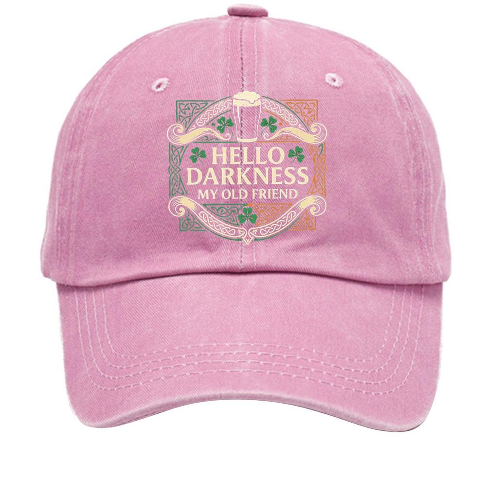 Washed cotton baseball cap with printed distressed soft top denim hat, vintage hat