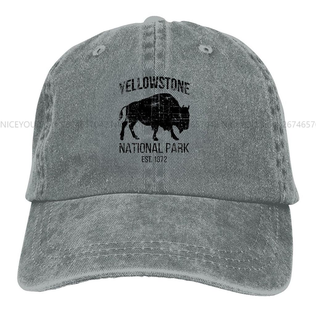Washed Unisexs Baseball Cap Buffalo Trucker Snapback Caps Dad Hat Yellowstone National Park Golf Hats