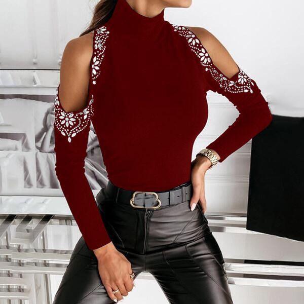 

Fashion Sexy Solid Color Off-shoulder L красный