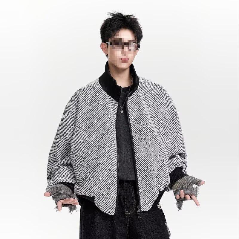 Men's Hong Kong Style Woolen Coat - Spring/Autumn Casual Couple Workwear Jacket, Trendy & Versatile Top