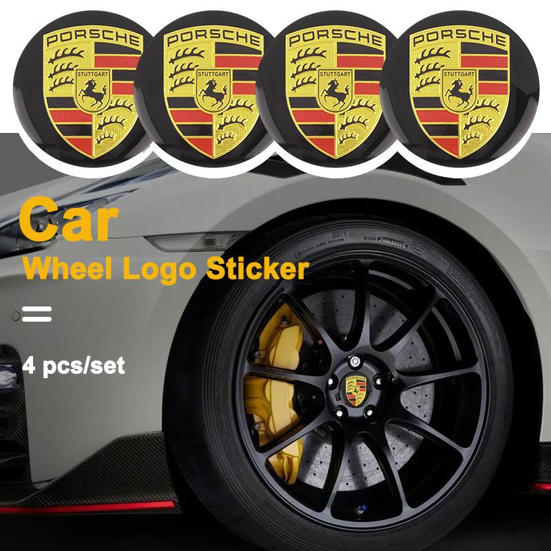 4pc Car Wheel Center Caps Rim Cap Logo Stickers Car Key chain For Porsche Cayenne Panamera Macan 911 Taycan Boxster Car Keychain