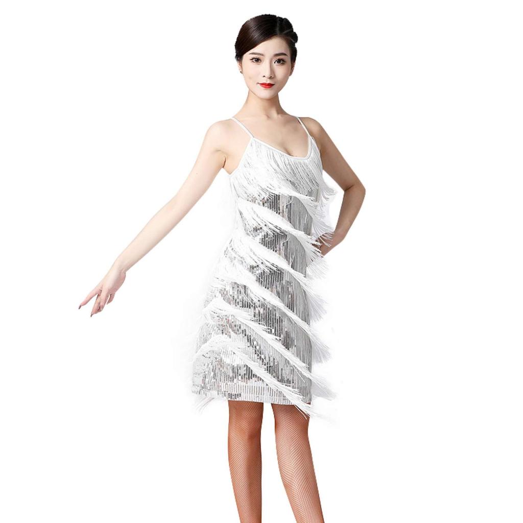 Vestido de dança latina com lantejoulas sexy feminino, roupa de dança de salão, salsa, tango, cha-cha, rumba, samba, traje de apresentação de dança