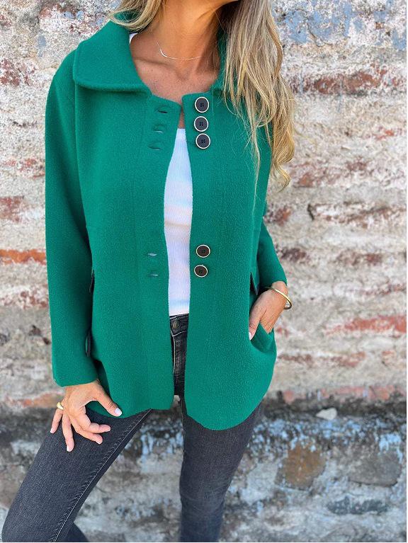 

Женское пальто с лацканами, однобортное, с длинными рукавами, на осень и зиму 2024 3XL зелёный