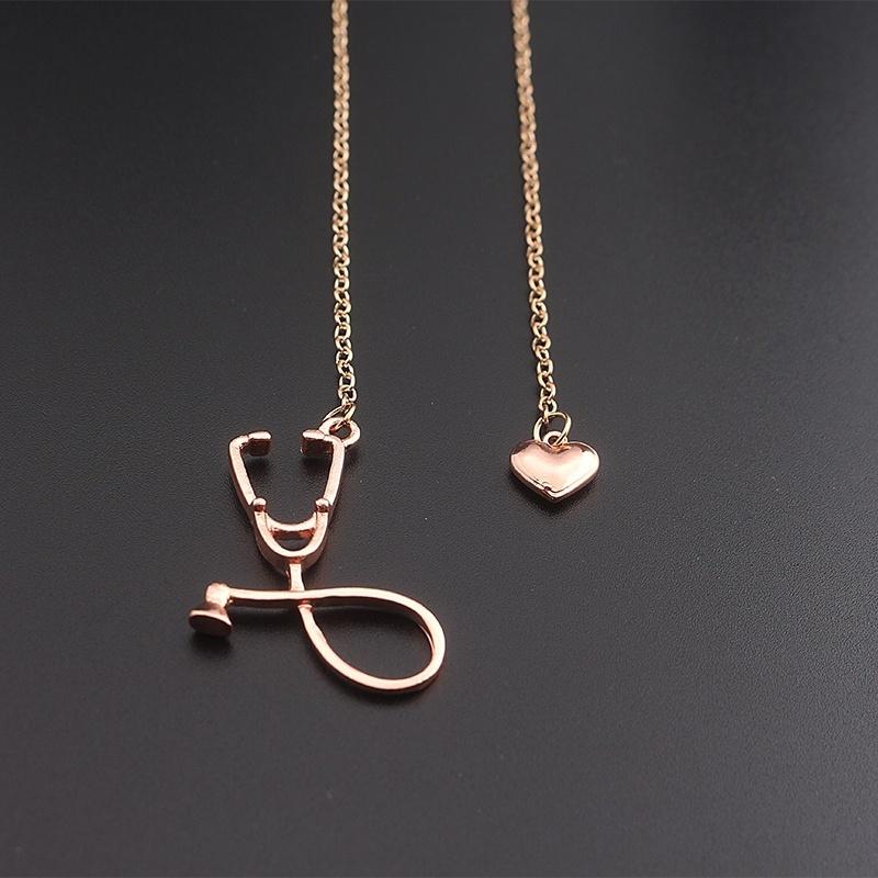 Rose Medical Stethoscope Heart Pendant Necklace Medical Necklace Medical Student Doctors Nurse Gi