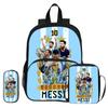 M-Messi 3Pcs Set with Front Pocket Backpack Football Sports Shoulder Bags Football Star Pencil Bag Student School Bags Rucksack