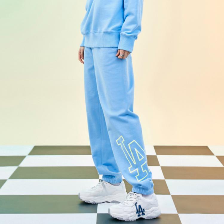 MLB Los Angeles Dodgers Logo Print Cuffed Mid-Rise Knit Joggers Unisex joggers Light-Blue 3APTB0321-07BLL