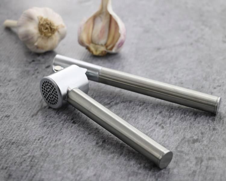 Garlic Press, Juicer, Crusher, Solid Steel, Silver