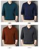 2025 Winter Machine Washable 100% Wool Men's Lapel Sweater - Warm, Solid Color, Versatile Casual Wear for Middle-Aged Dads