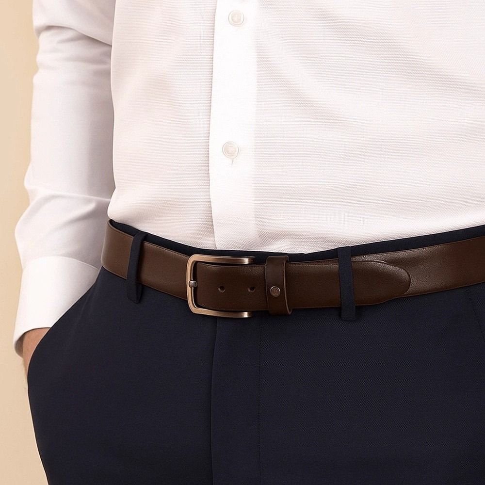 Texture Genuine Leather Belt Retro Jeans Waistband Classic Men Wide Belt  Party