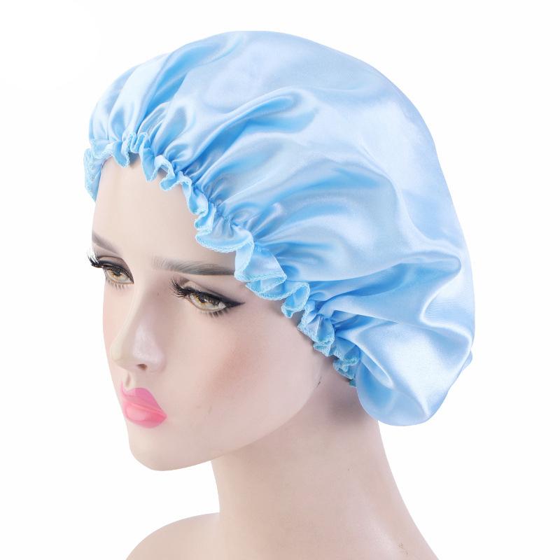 Unisex Adults Satin Hair Cap Nightcap Wide-brimmed Floral Sleeping