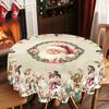 1 Piece Christmas Round And Rectangular Tablecloth, Various Sizes, Santa Claus And Christmas Snowman Retro Pattern Decoration Tablecloth, Christmas Ga