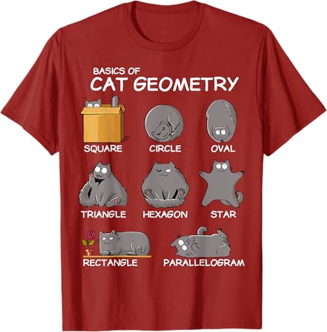 

Basic Cat Geometry Back To School Graphic Design TShirt Funny Kitty Awesome Saying Tee Humor Kitten Lovers Novelty Gift Y2k Top S