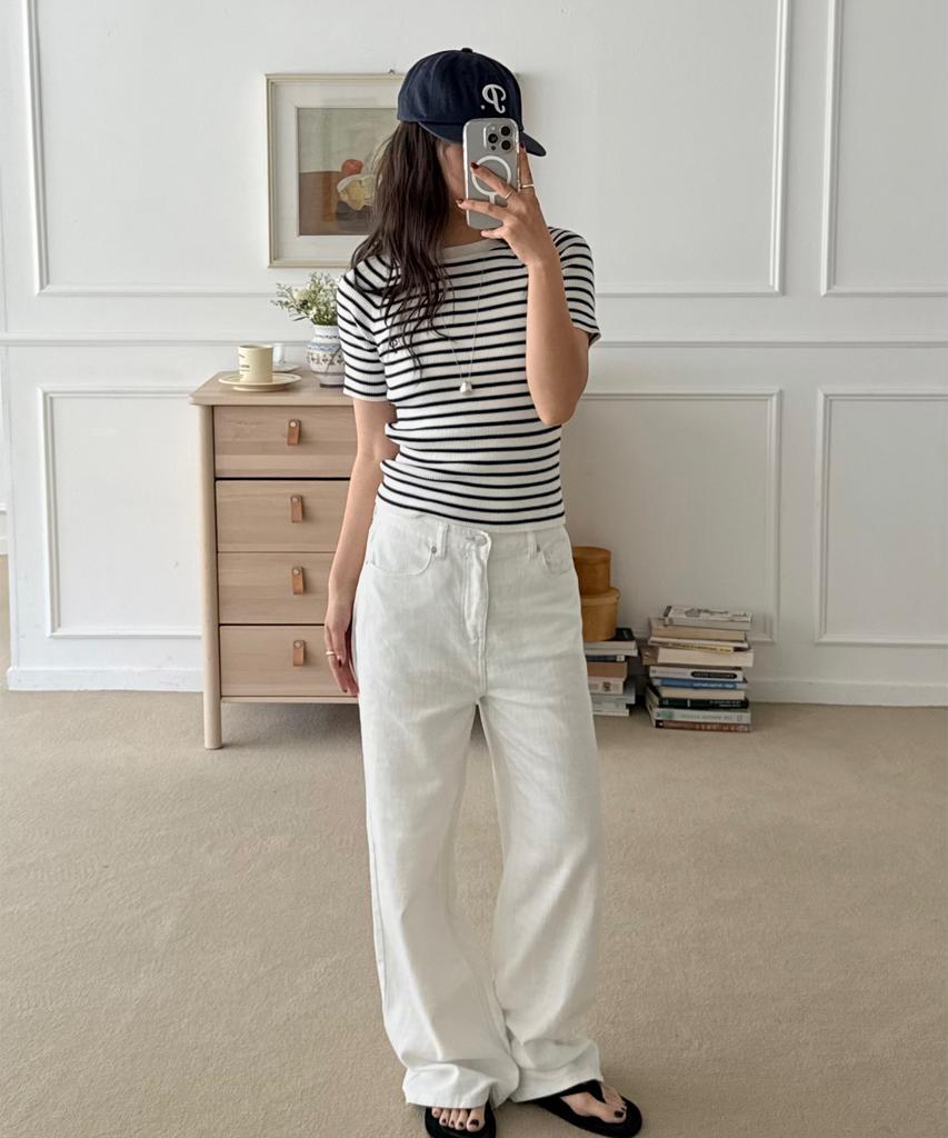 PLAC WOMEN Striped Ribbed Half Knit 2 Colors