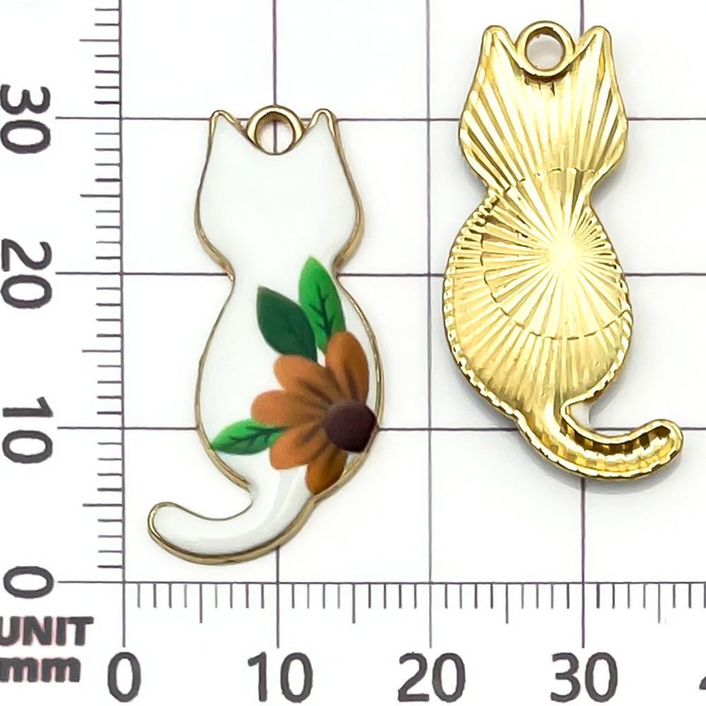 Set of 10 Colorful Enamel Cat Charms for DIY Jewelry