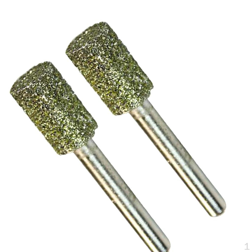 

2 шт. Алмазные шлифовальные головки на оправке, абразивные цилиндрические шлифовальные биты 8 мм