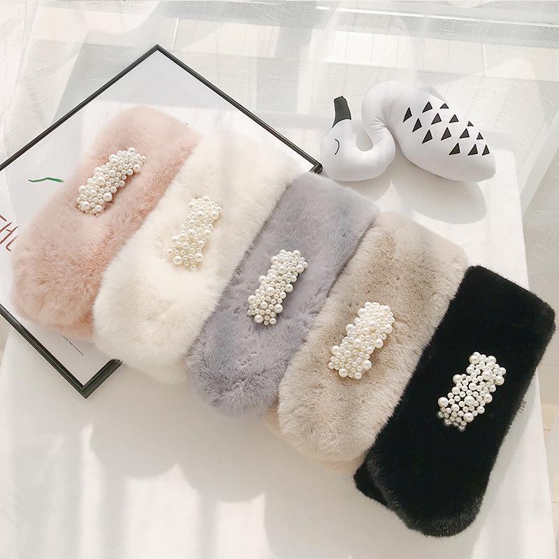 Women's Fur Collar Polyester Fiber Pearl Buckle Cross Thickening Imitation Fur Rex All-match Scarf