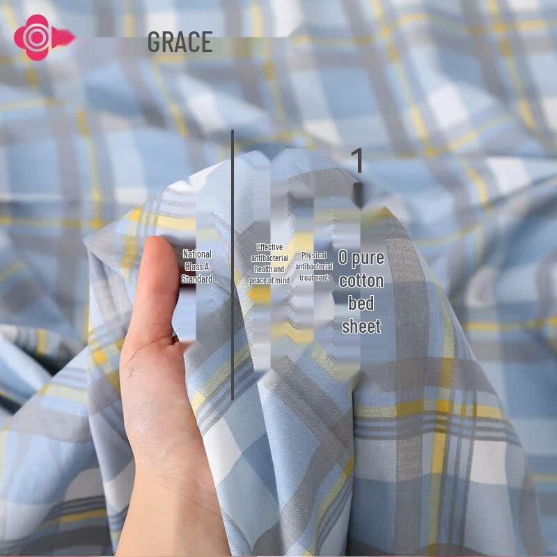 Jieliya Gentleman s Plaid Blue Antibacterial Pure Cotton Bedsheet