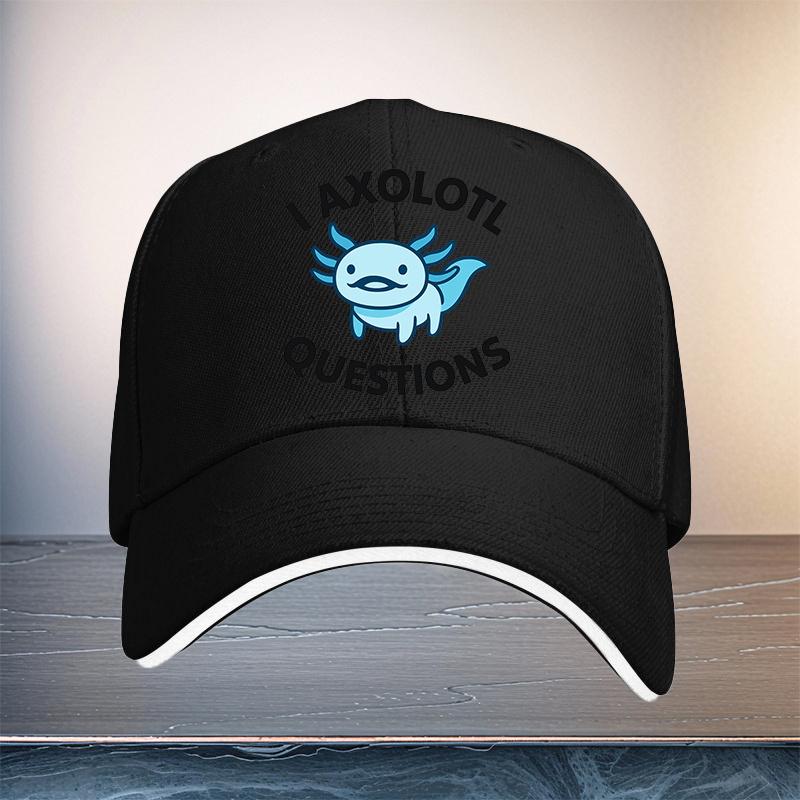 Axolotl Questions Cartoon Animal Baseball Cap Polyester Adjustable Casual Unisex Adult Hat