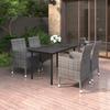 Vidaxl 5-Cz. Set di Mobili da Giardino con Cuscini, Rattan PE e Vetro