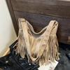 Boho Crossbody Taška s Třásněmi Velká Kapacita Matná Messenger Taška Luxusní Tote Taška Denní