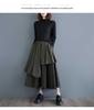 2024 Autumn Korean Mesh Pleated A-line Midi Skirt, Plus Size