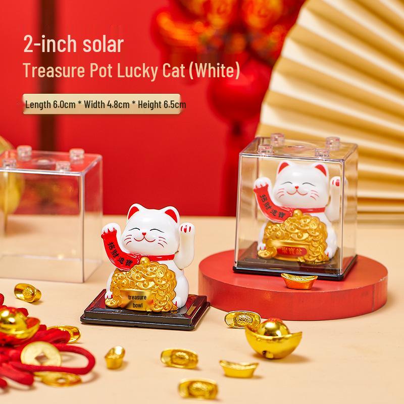 Solar Powered Waving Lucky Cat - Automatic Fortune Cat for Home, Desktop, or Car Decoration
