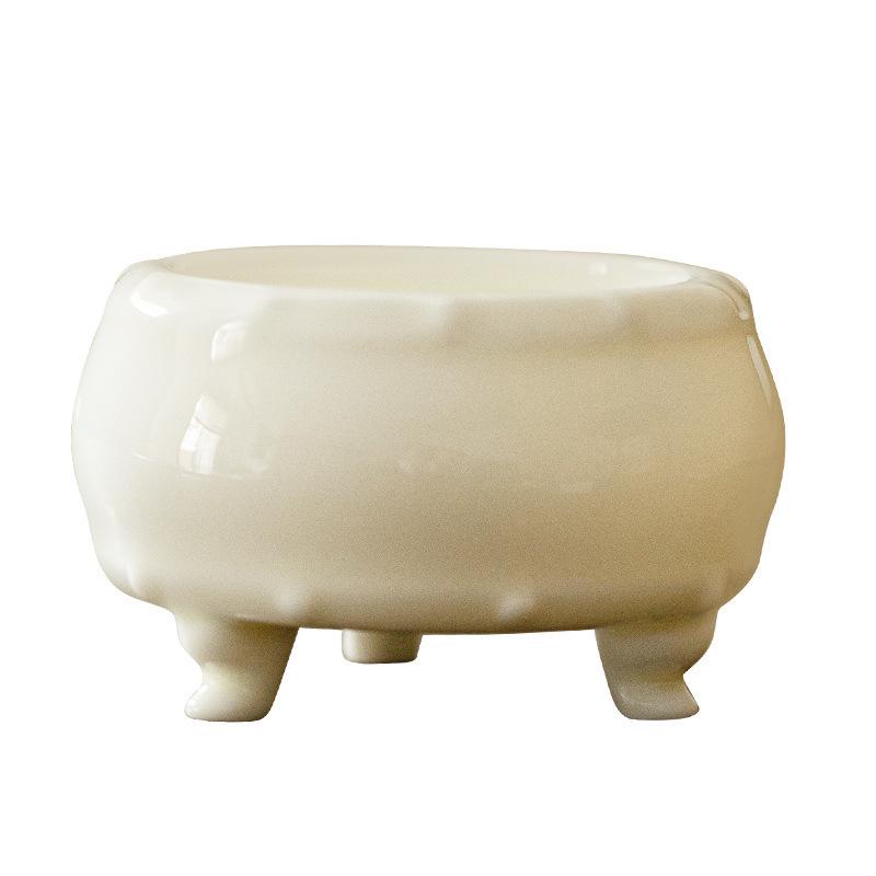 White Porcelain Tripodia Incense Holder Mist Smoking Steamers Incense Burners Aromatherapy Censer Cafes Accessories Decoration