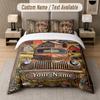 Truck Theme Custom Text Or Name 3Pcs Bedding Set 1 Flat Sheet & 2 Pillowcases Personalized Home Bedding