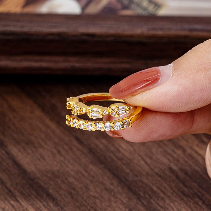 European and American Style Light Luxury Zirconium Snake-shaped Open Ring Index Finger Ring for Women