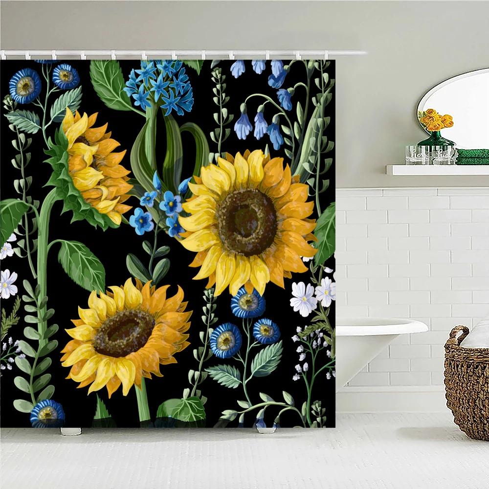 Kolorowy Tulipan Kwiaty Róży Drzewa Zasłona prysznicowa Zasłony Łazienkowe Natura Kwiat Wodoodporna Tkanina Polieste Wanna Wystrój Domu