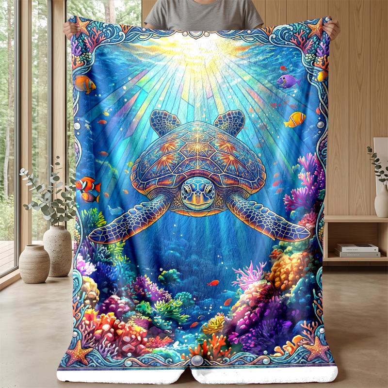 Underwater Sea Life 5 Theme blanket Lightweight Warm Flannel Blanket Decorative Throw Blanket for Home Decoration