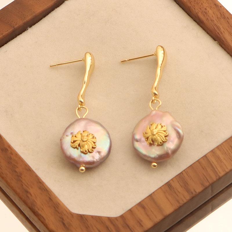 Korean Vintage Natural Freshwater Pearl Earrings S925 Silver Needle Baroque Irregular Pearl Ears Versatile Stud Earrings
