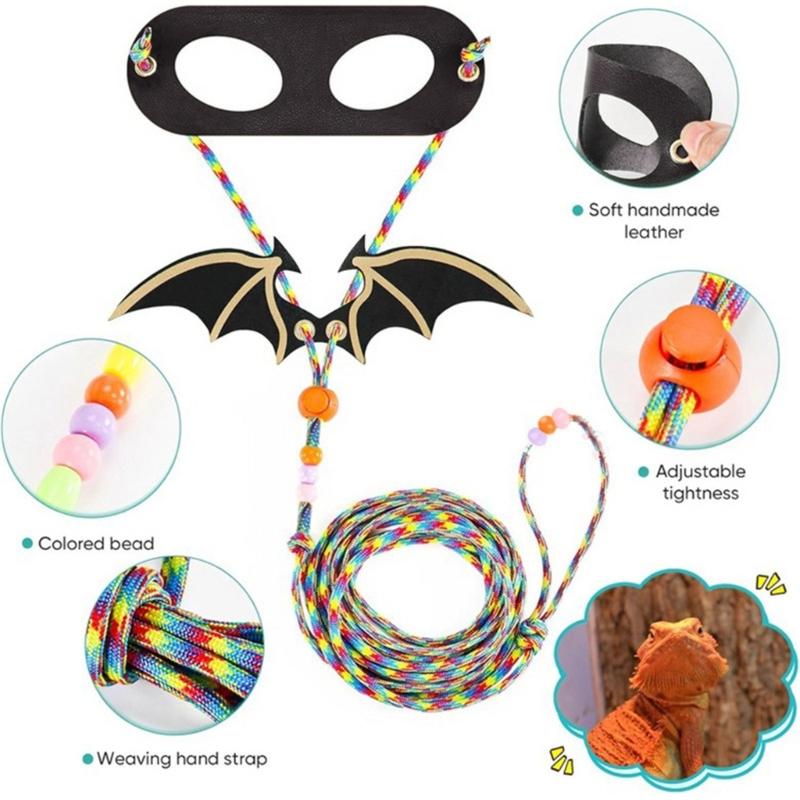 EscapeProof Adjustable Lizards Leash for Safe Outdoor Walking Comfortable Harness with Wing/Backpack Design for Reptiles